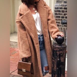 NWOT Sherpa Plush Teddy Oversized Long Coat